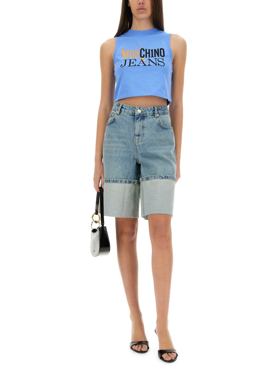 MOSCHINO JEANS Wide Fit Denim Bermuda Shorts - Size 26