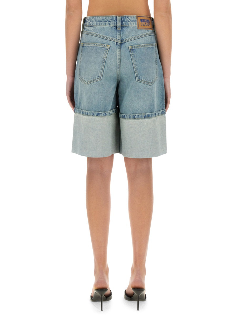 MOSCHINO JEANS Wide Fit Denim Bermuda Shorts - Size 26