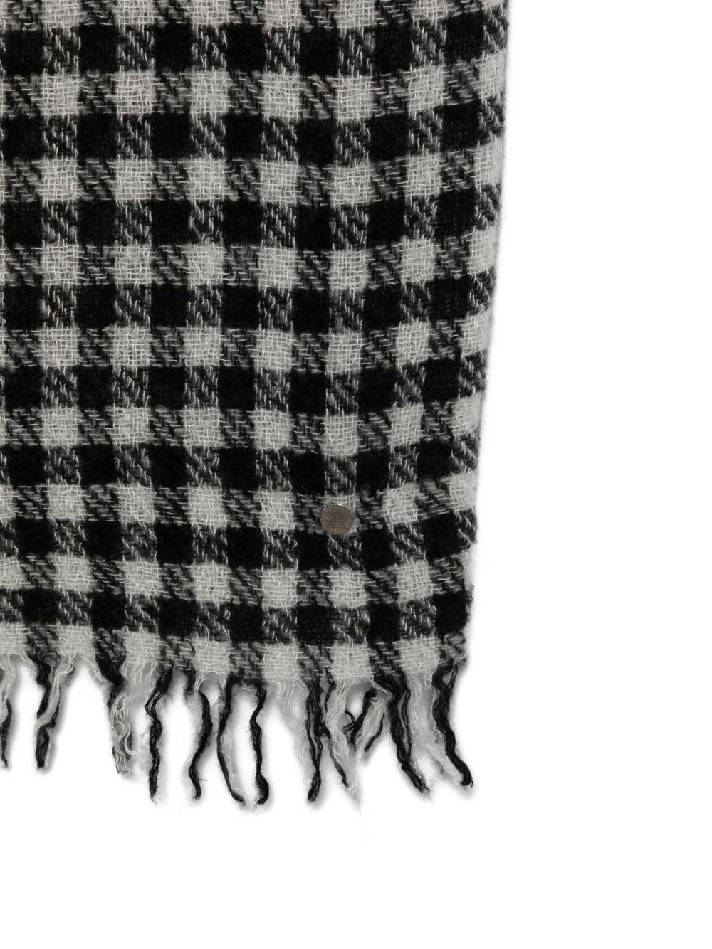 FALIERO SARTI Wool and Cashmere Gingham Scarf with Frayed Edges