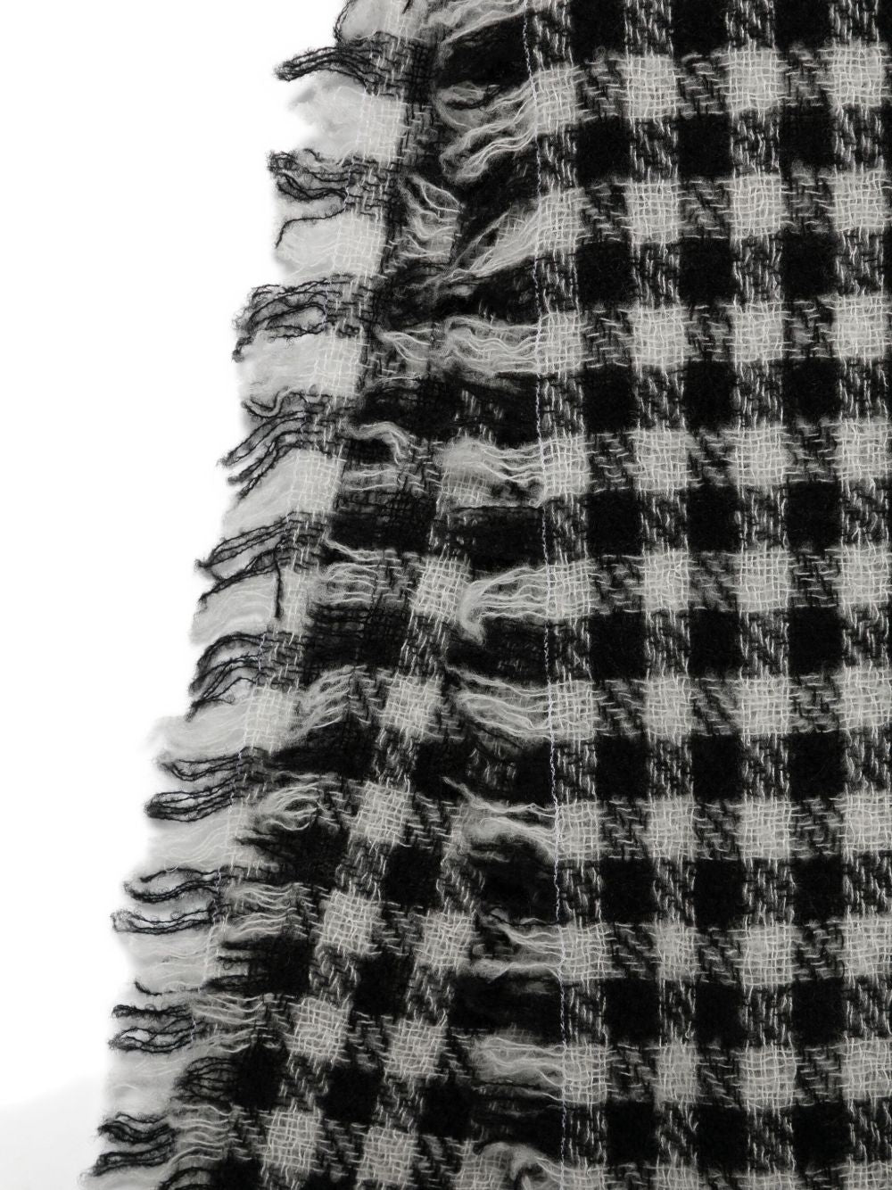 FALIERO SARTI Wool and Cashmere Gingham Scarf with Frayed Edges