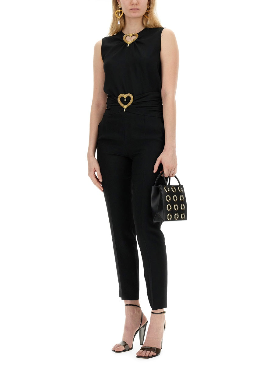 MOSCHINO COUTURE Heart-Embellished Slim Fit Pants - Size 40