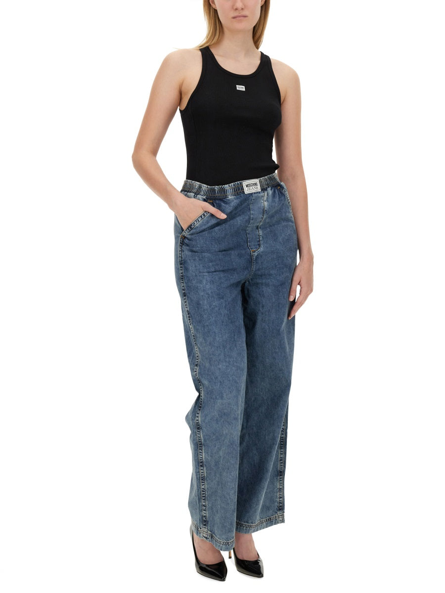 MOSCHINO JEANS Wide Leg Cotton Jeans - Size 27