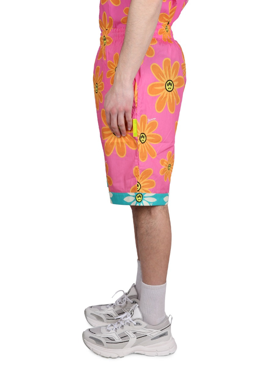 BARROW Sunflower Print Bermuda Shorts