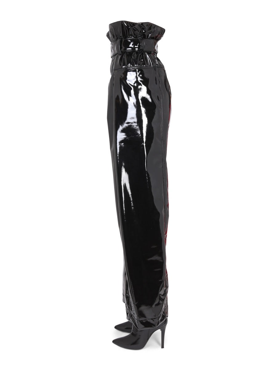 PHILOSOPHY DI LORENZO SERAFINI Vinyl Pants with Button and Belt Closure
