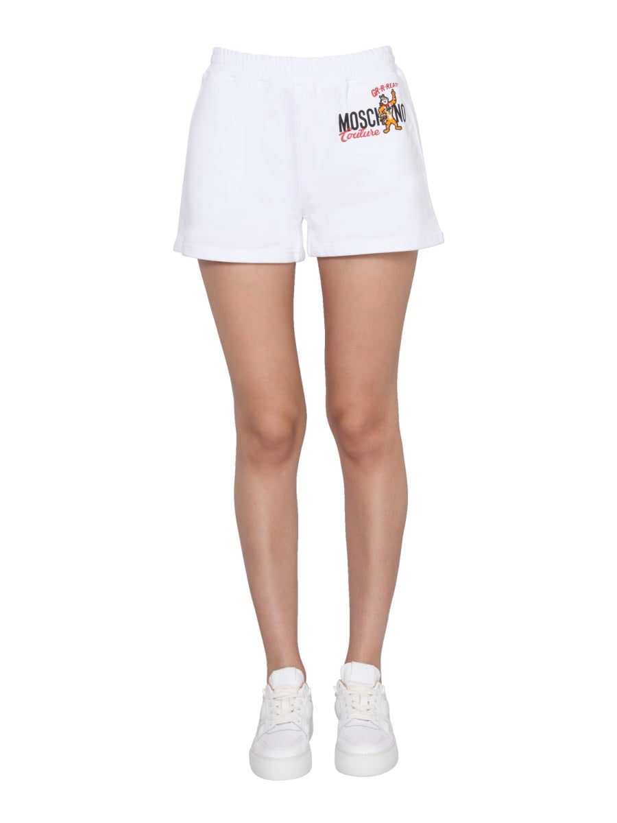 MOSCHINO COUTURE Mini Elastic Waist Shorts with Inner Drawstring