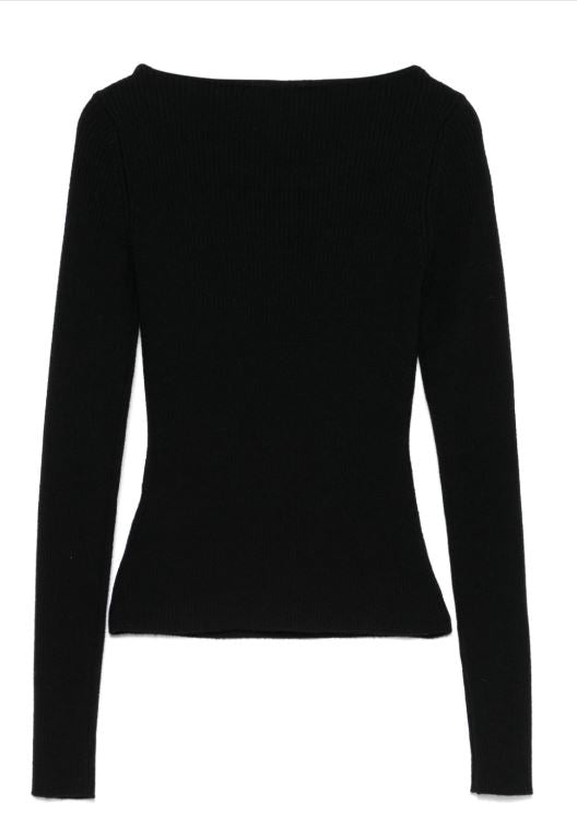 GIUSEPPE DI MORABITO Merino Wool Blend Sweater with Crystal Chain-Link Detailing