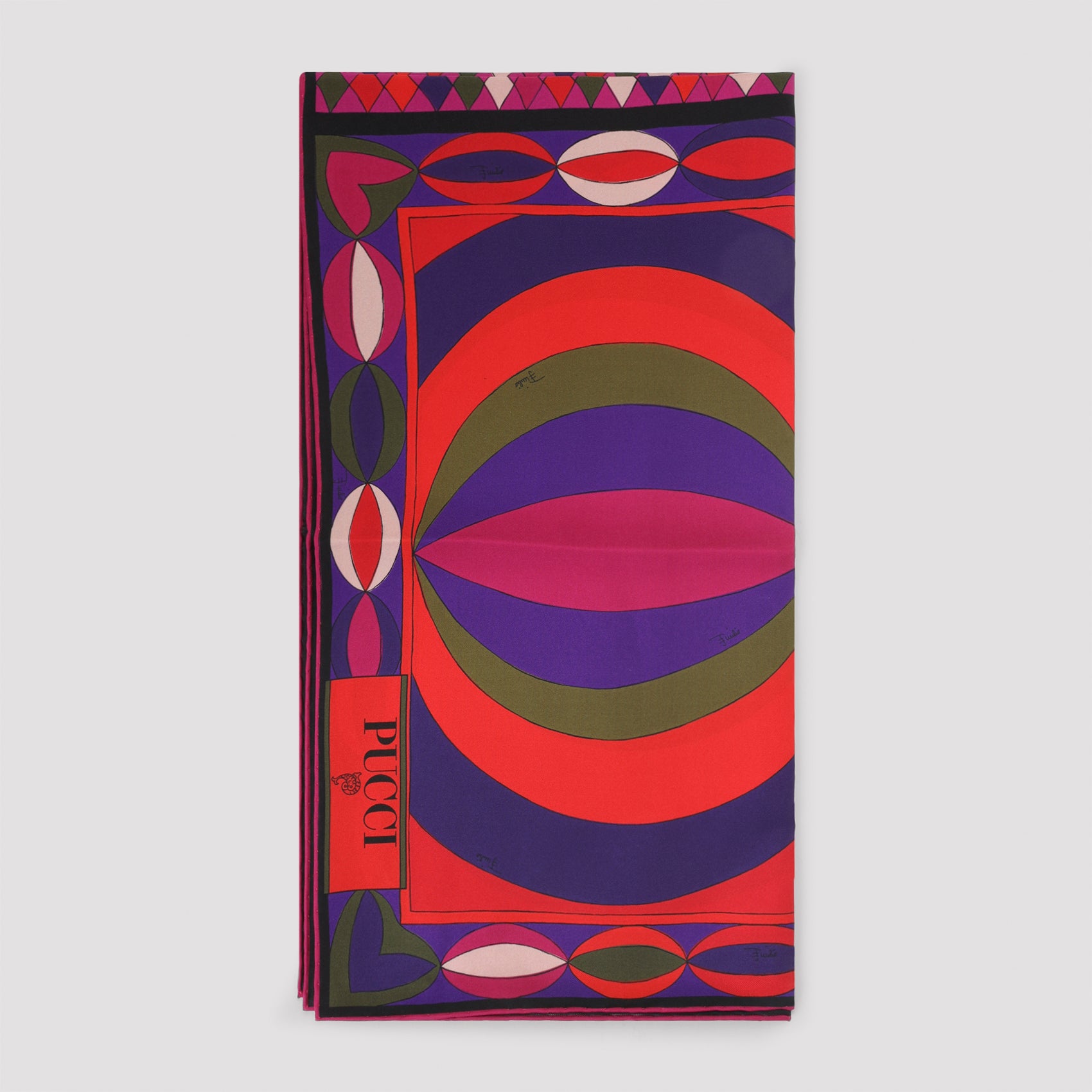 PUCCI Elegant Silk Twill Foulard Scarf 90X90