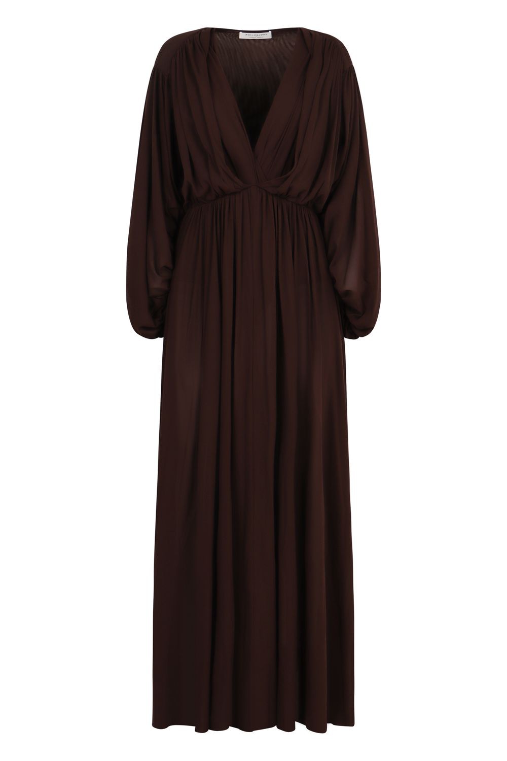 PHILOSOPHY DI LORENZO SERAFINI Draped Long Dress with Wide Sleeves