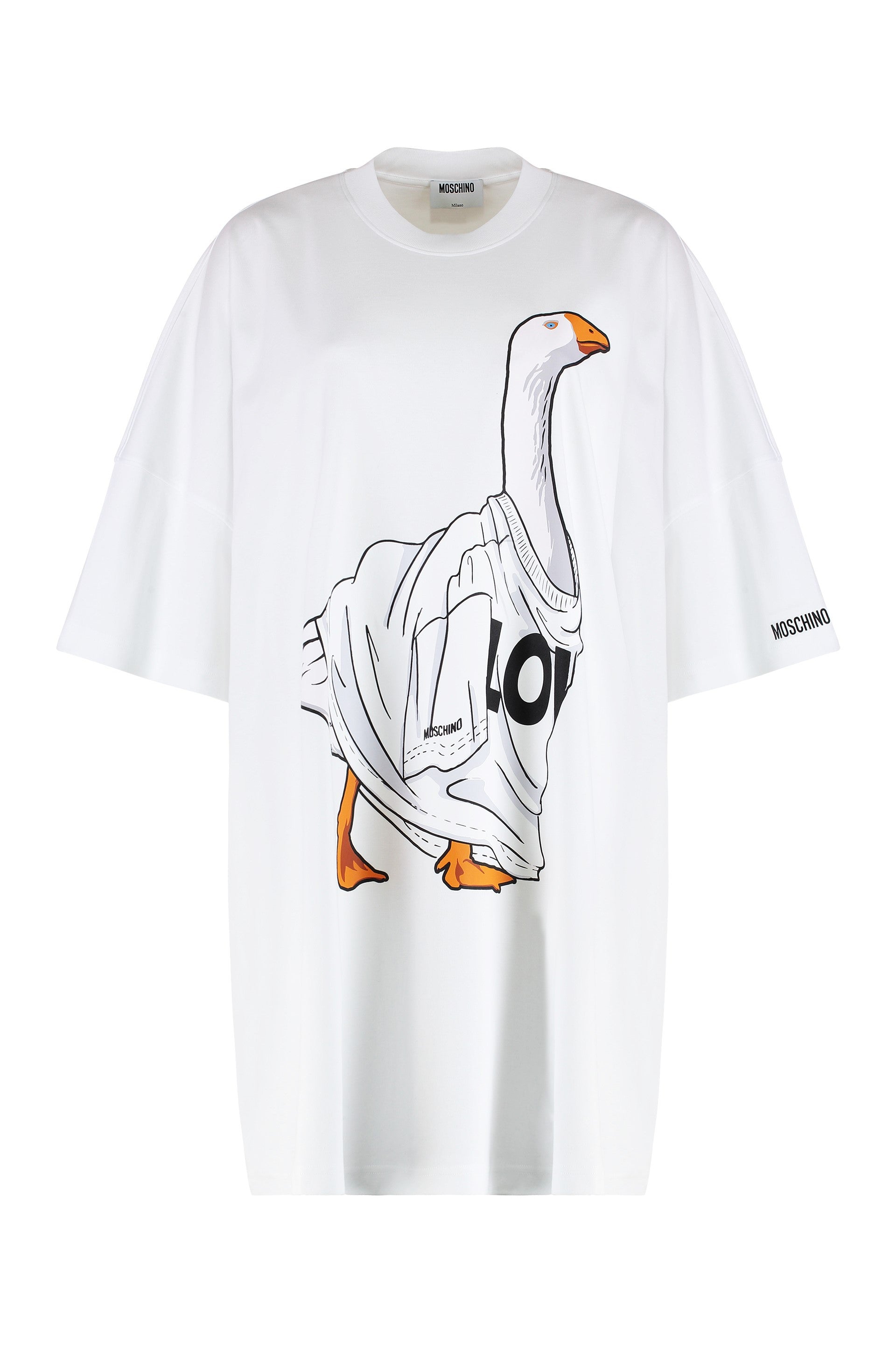 MOSCHINO COUTURE Ribbed Collar Cotton Mini Dress for Women - FW25