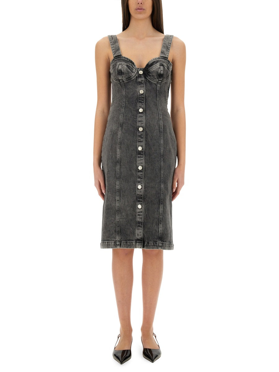 MOSCHINO JEANS Denim Midi Dress - Slim Fit Size S