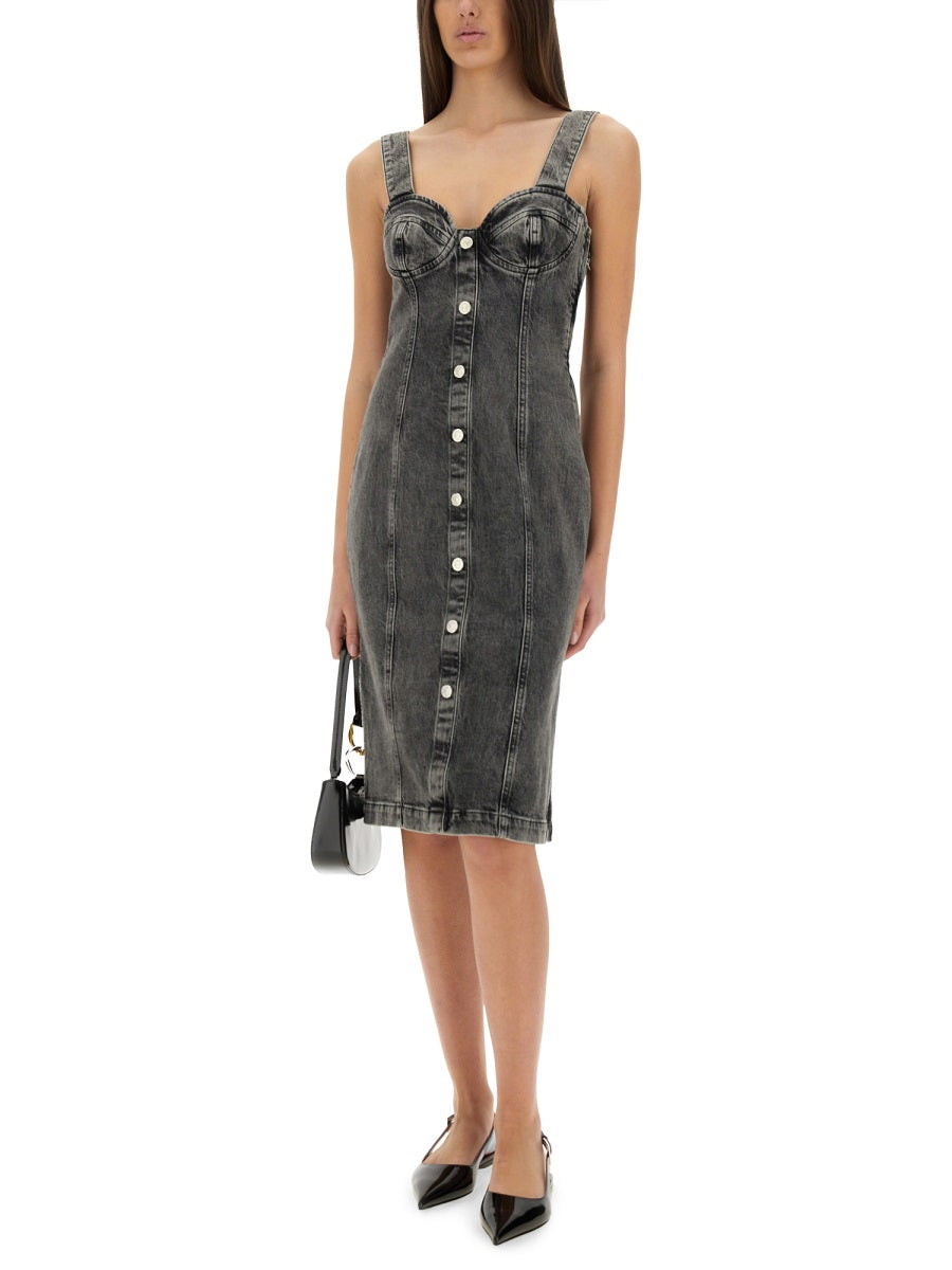 MOSCHINO JEANS Denim Midi Dress - Slim Fit Size S