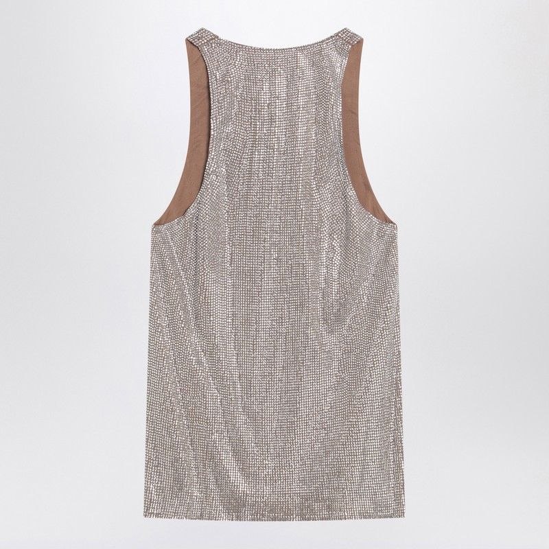 GIUSEPPE DI MORABITO Tank Top with Silver Rhinestones - Women’s Fashion