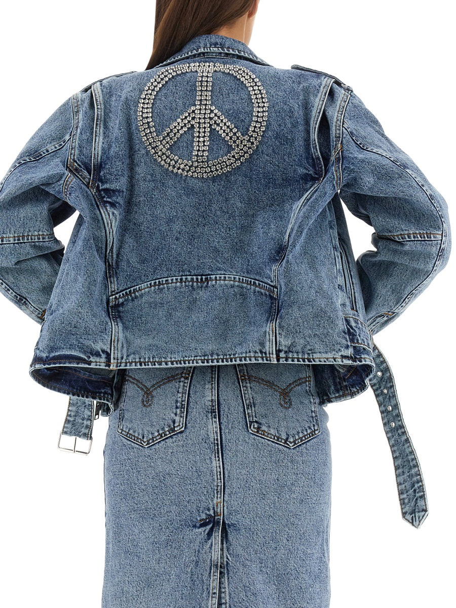 MOSCHINO JEANS Biker Peace Symbol Jacket
