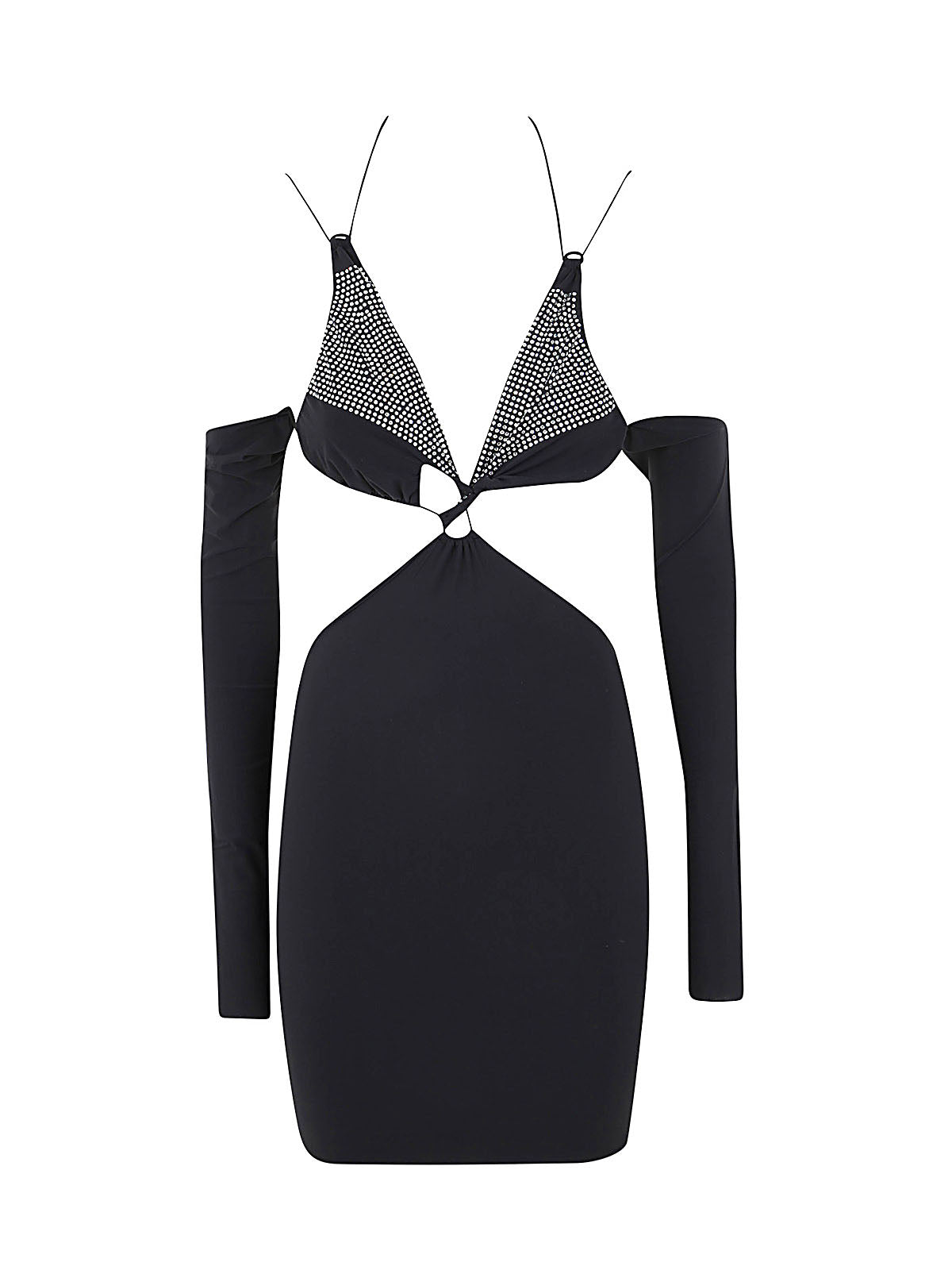 AMAZUIN Glamorous Crystal Mini Dress