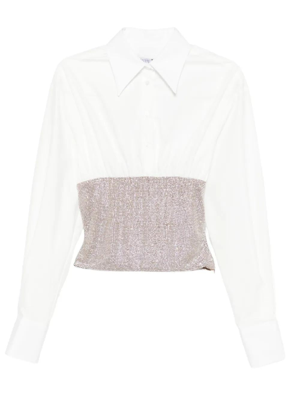 GIUSEPPE DI MORABITO Crystal Embellished Shirt with Collared Neckline for Women