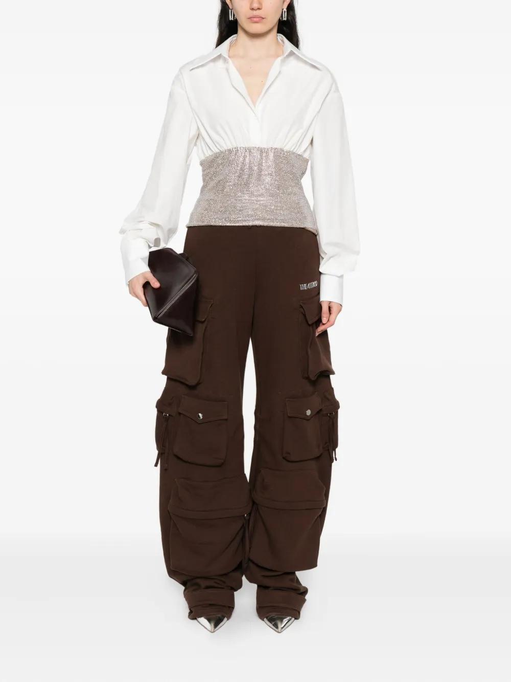 GIUSEPPE DI MORABITO Crystal Embellished Shirt with Collared Neckline for Women