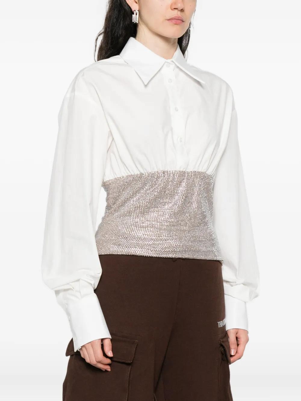 GIUSEPPE DI MORABITO Crystal Embellished Shirt with Collared Neckline for Women
