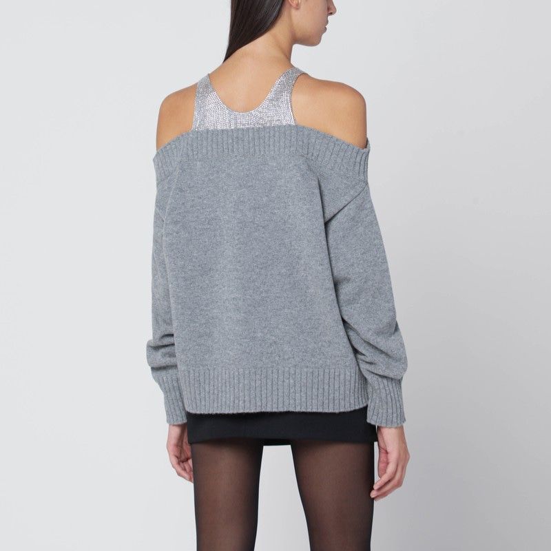 GIUSEPPE DI MORABITO Sweater with Crystal-Embellished Shoulders
