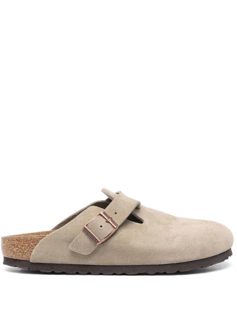BIRKENSTOCK Suede Closed Toe Slippers with Single Buckle