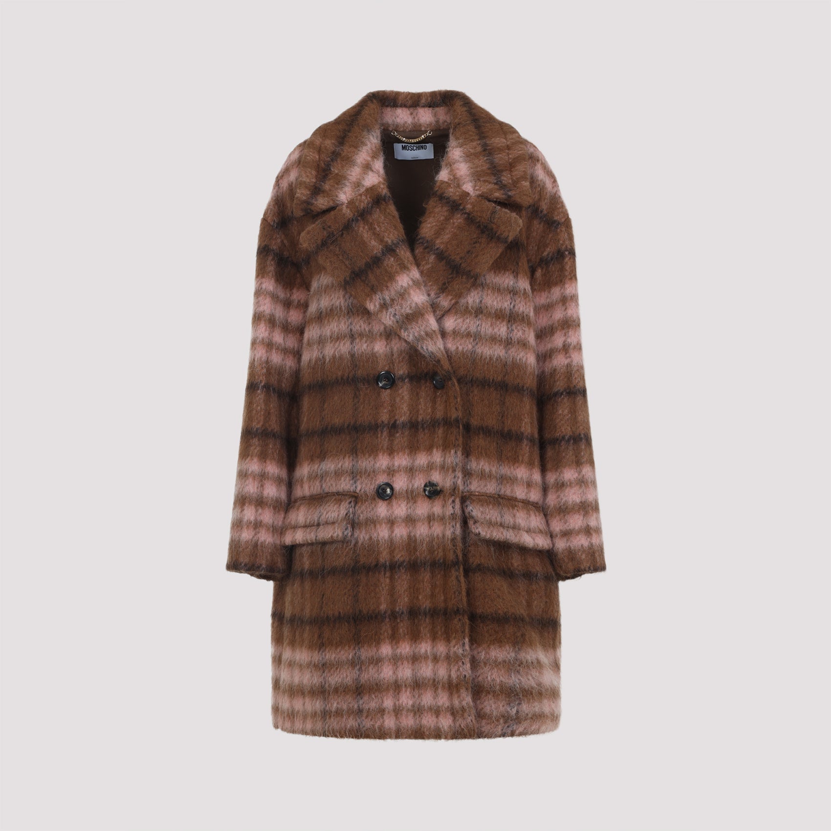 MOSCHINO Check Double Breasted Peacoat for Men
