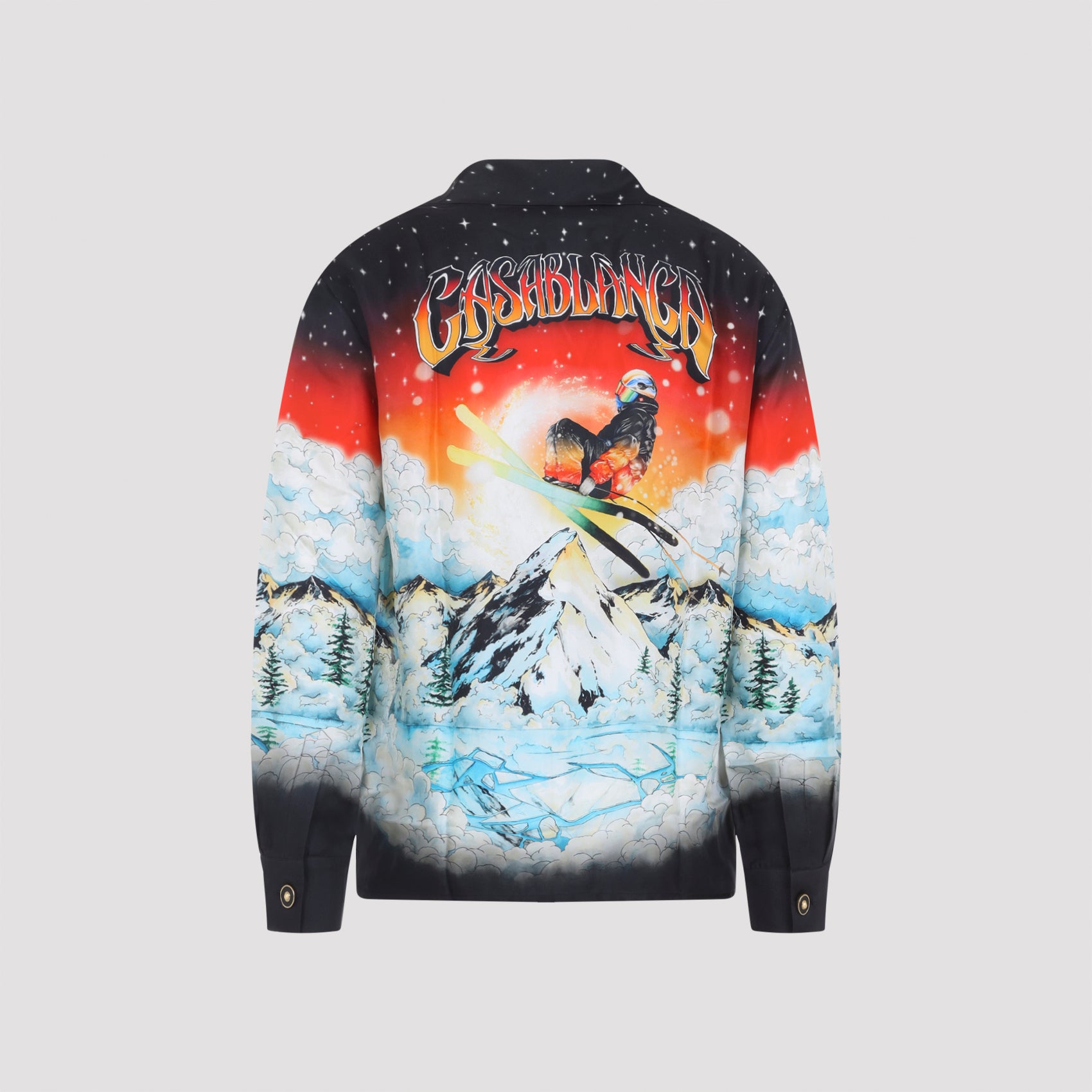 CASABLANCA Cuban Collar Long Sleeve Silk Shirt - Men’s Fashion Forward