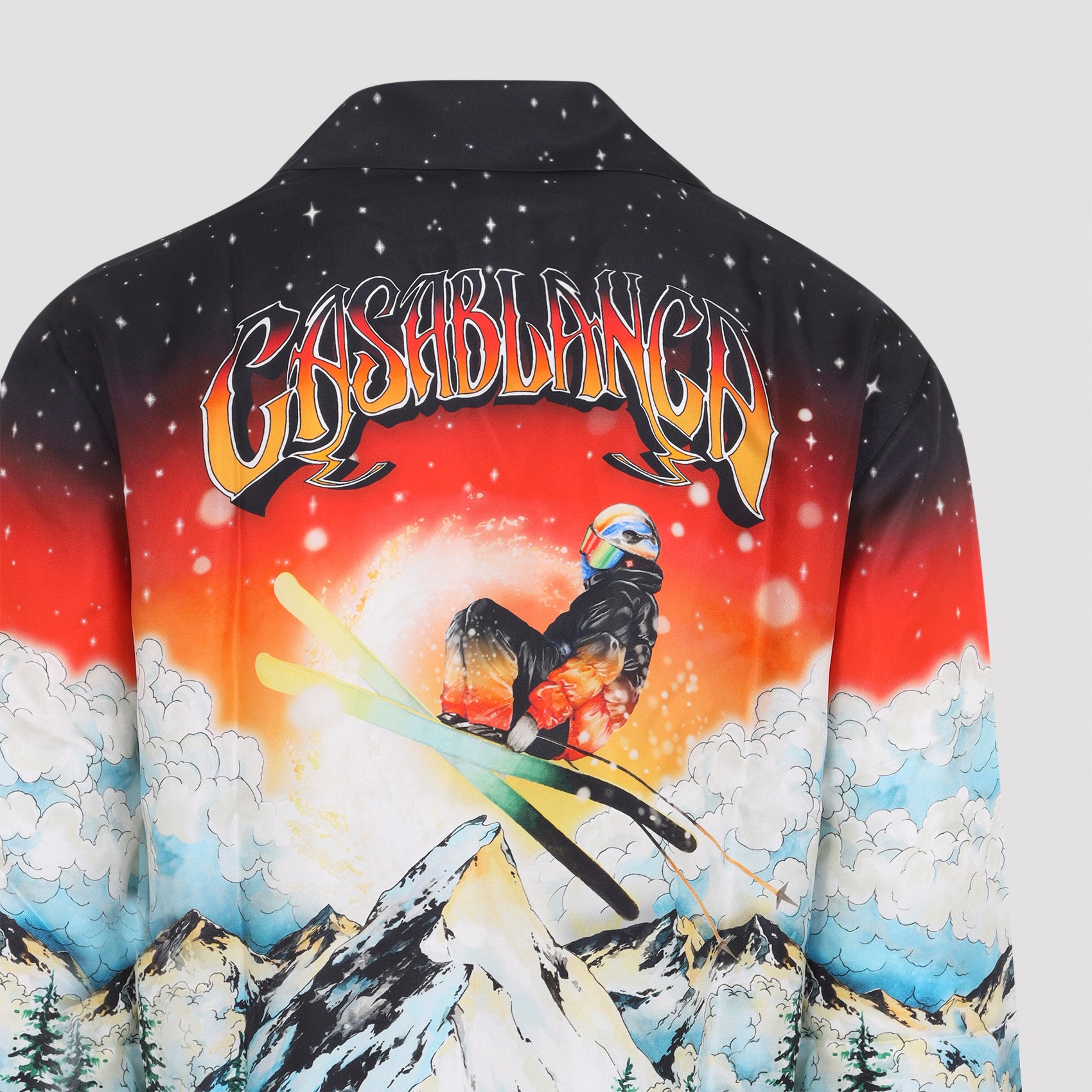 CASABLANCA Cuban Collar Long Sleeve Silk Shirt - Men’s Fashion Forward