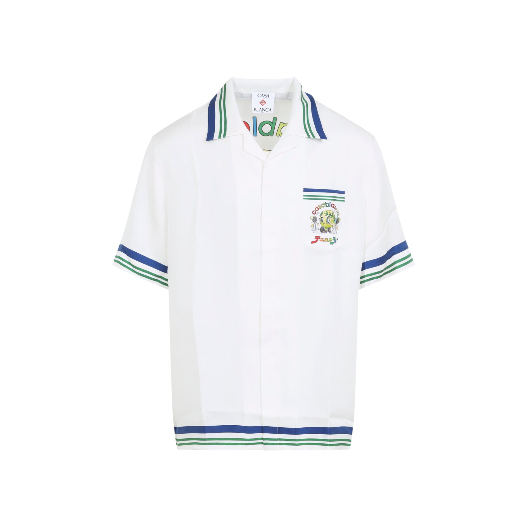CASABLANCA Cuban Collar Short Sleeve Silk Shirt