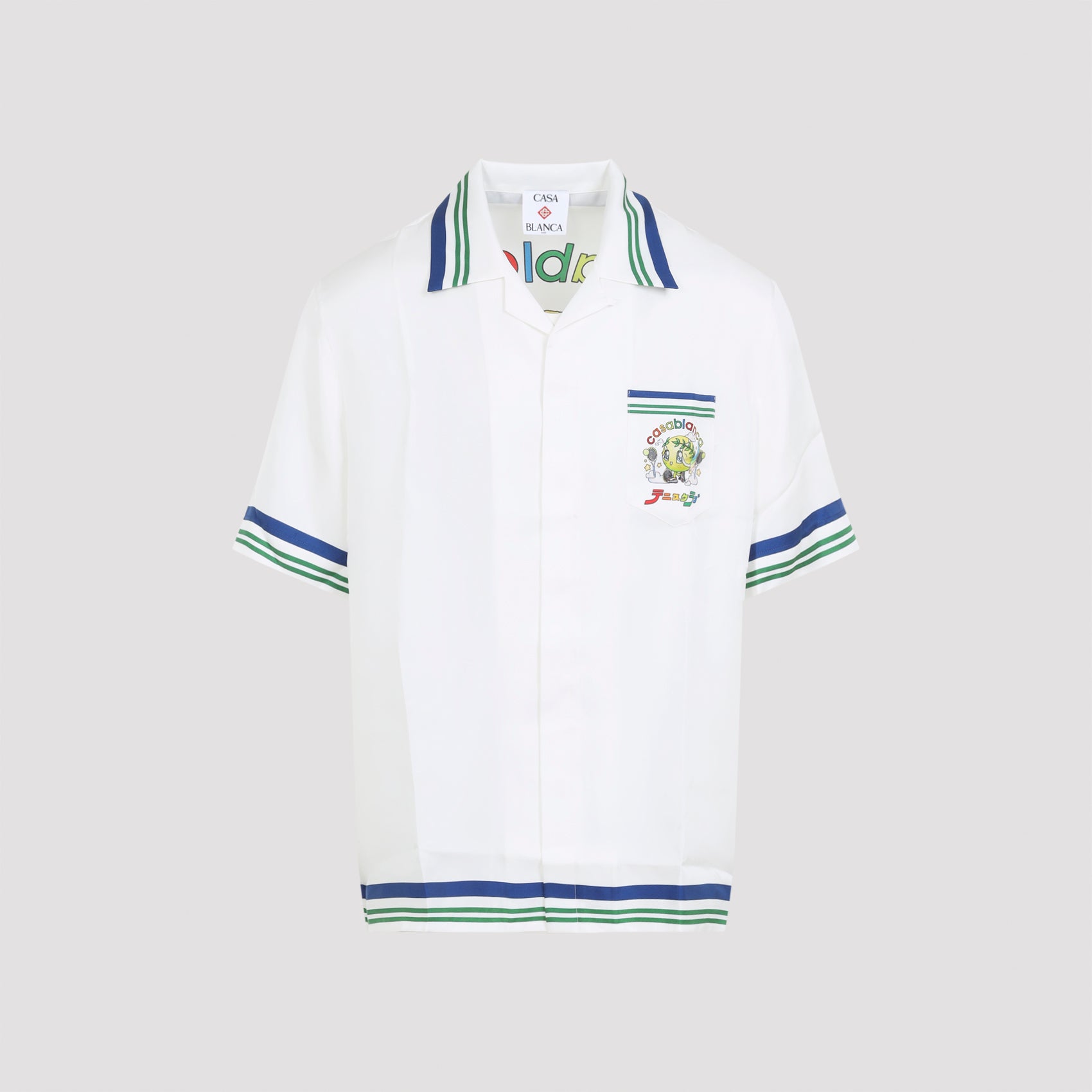 CASABLANCA Cuban Collar Short Sleeve Silk Shirt