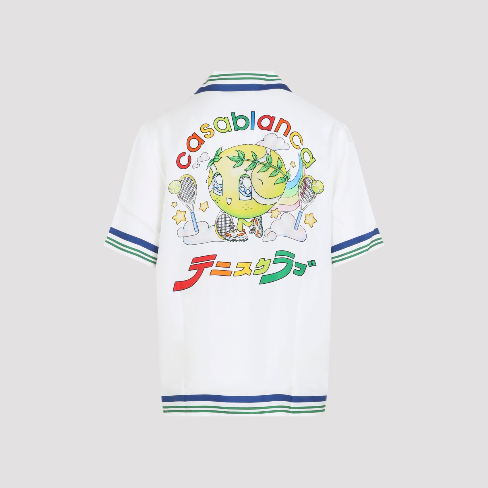 CASABLANCA Cuban Collar Short Sleeve Silk Shirt