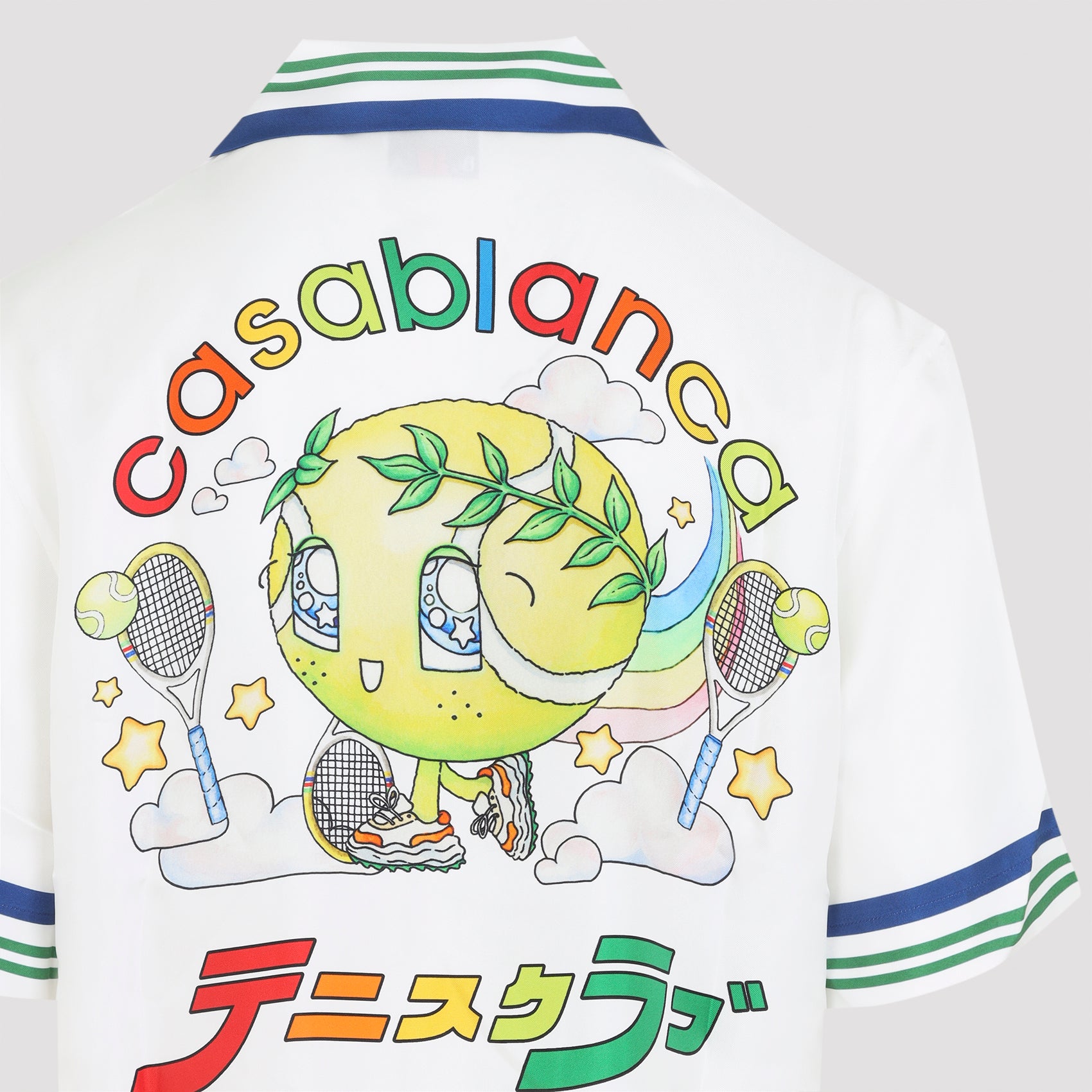 CASABLANCA Cuban Collar Short Sleeve Silk Shirt