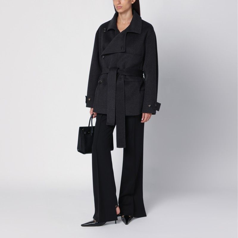 PHILOSOPHY DI LORENZO SERAFINI Double-Breasted Wool Jacket with Coordinated Waist Belt