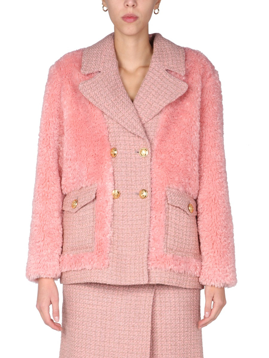 BOUTIQUE MOSCHINO Chic Double-Breasted Mat Jacket