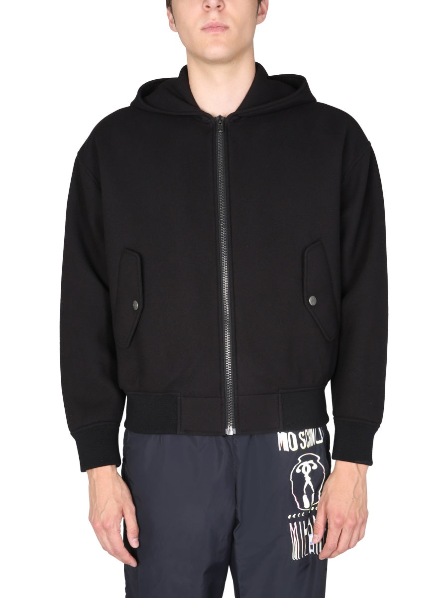 MOSCHINO COUTURE Hooded Front-Zip Mens Jacket