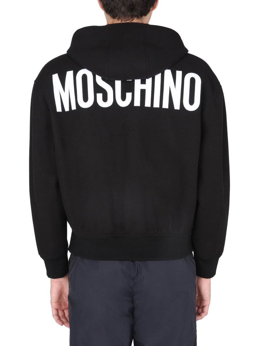 MOSCHINO COUTURE Hooded Front-Zip Mens Jacket