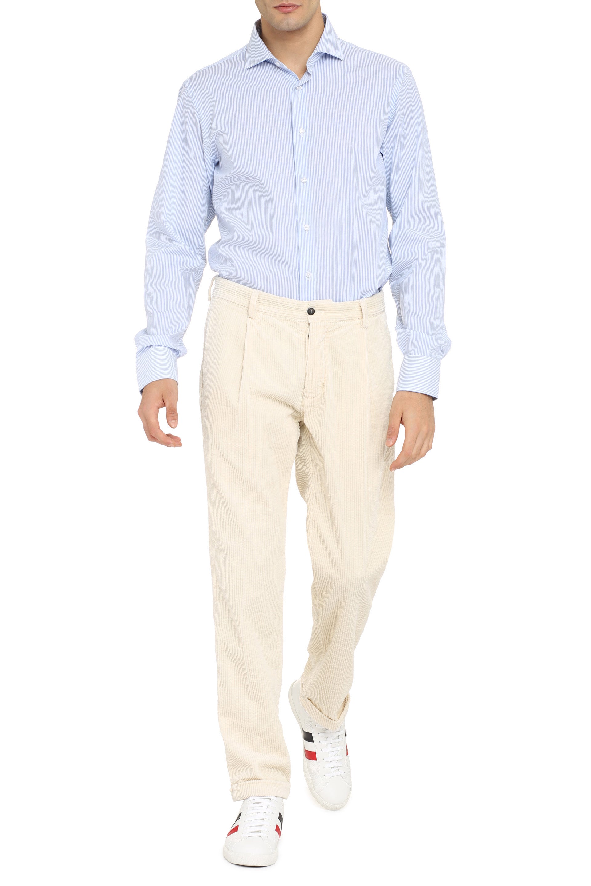 THE (ALPHABET) Stylish Striped Cotton Shirt - Rounded Hem