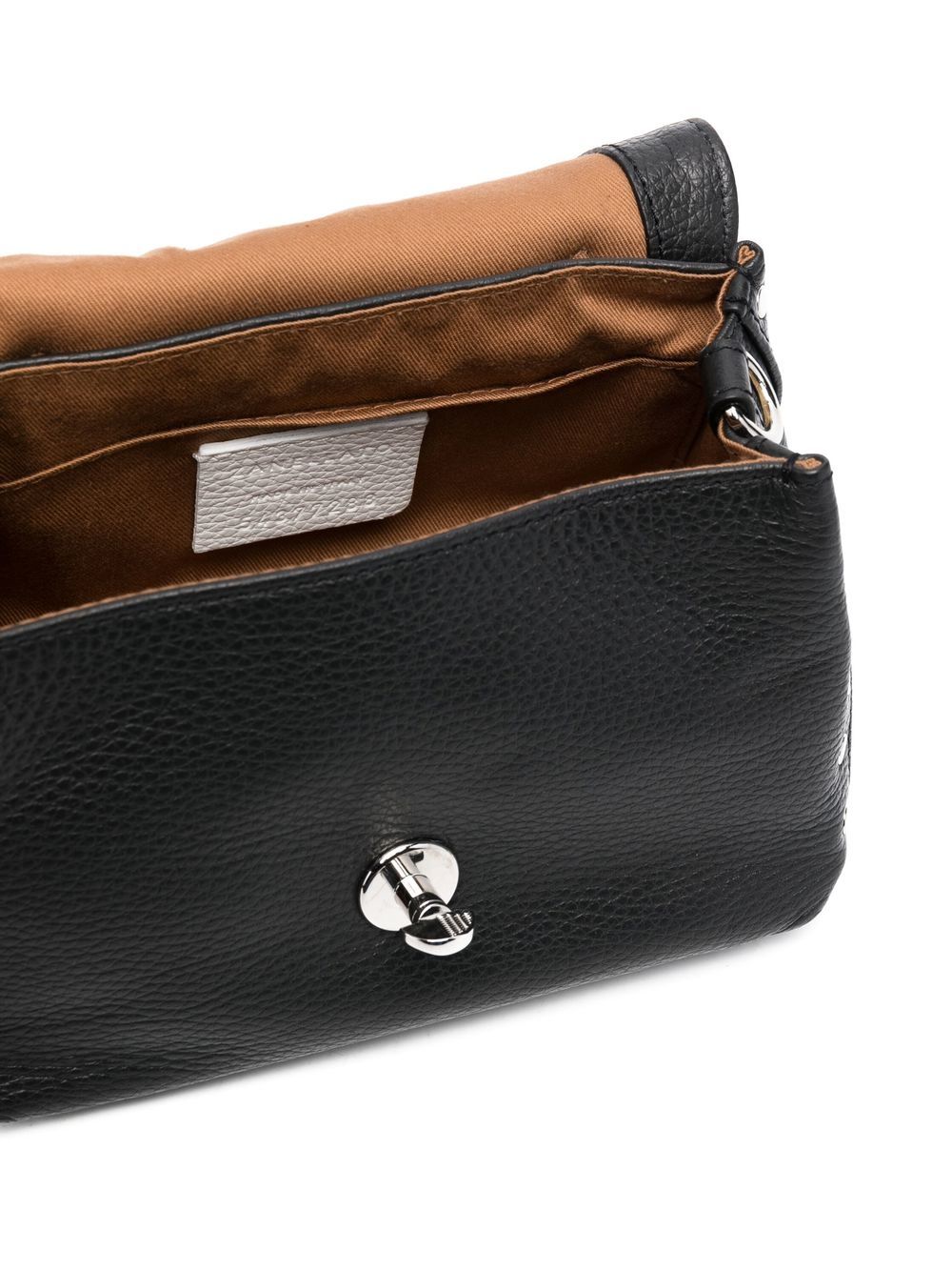 ZANELLATO Mini Leather Handbag with Foldover Top and Twist-Lock Closure