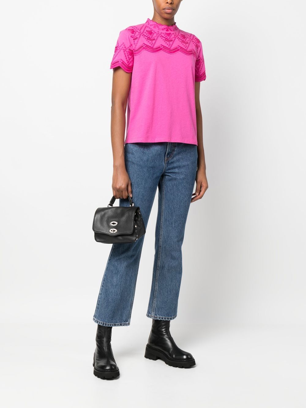 ZANELLATO Mini Leather Handbag with Foldover Top and Twist-Lock Closure