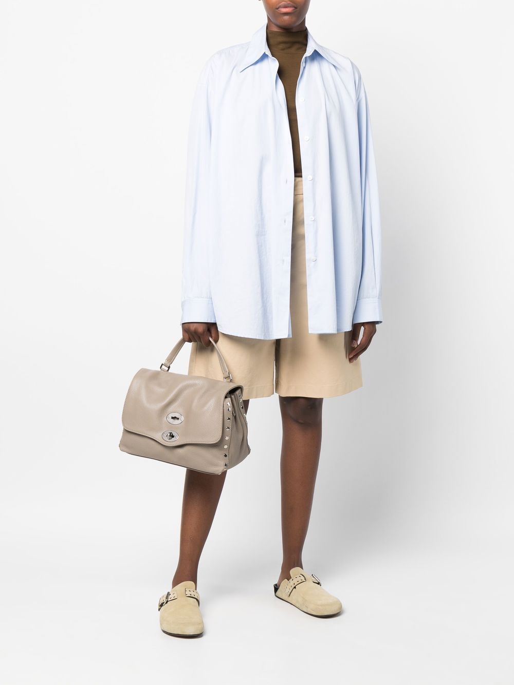 ZANELLATO Pebbled Leather Handbag with Twist-Lock Closure