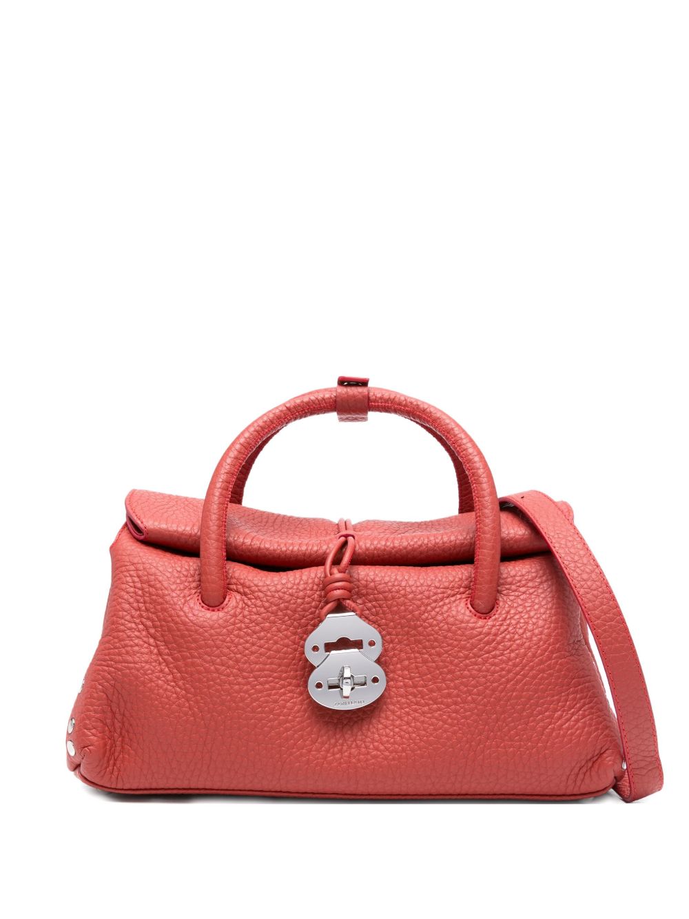 ZANELLATO Small Pebble Texture Leather Handbag with Studded Detailing