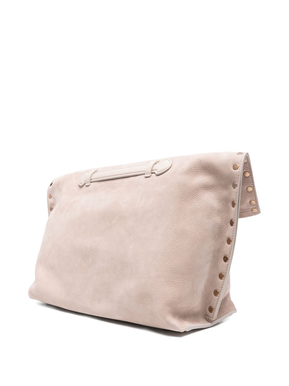 ZANELLATO Mini Suede Leather Handbag with Foldover Top and Stud Details