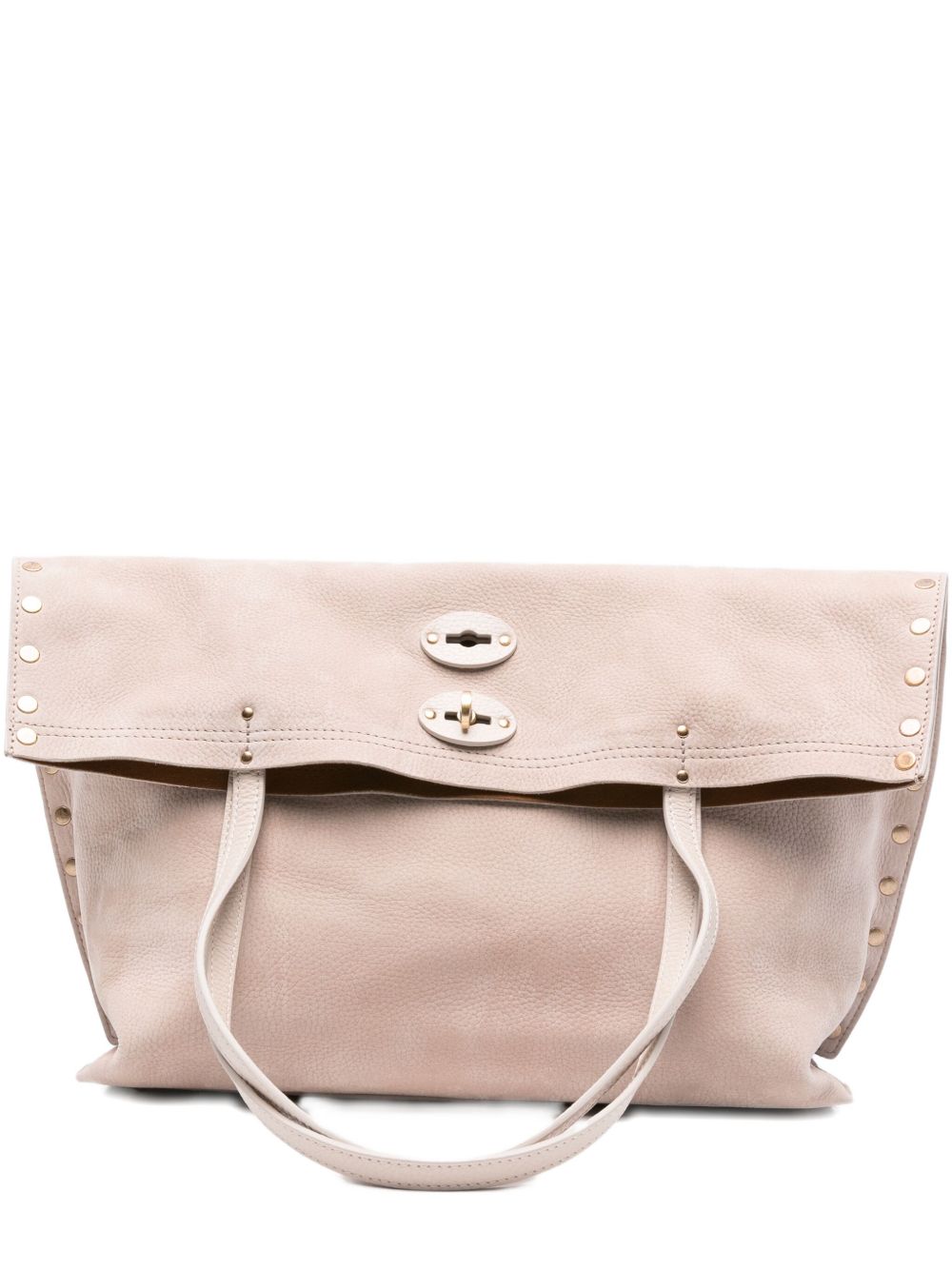 ZANELLATO Mini Suede Leather Handbag with Foldover Top and Stud Details
