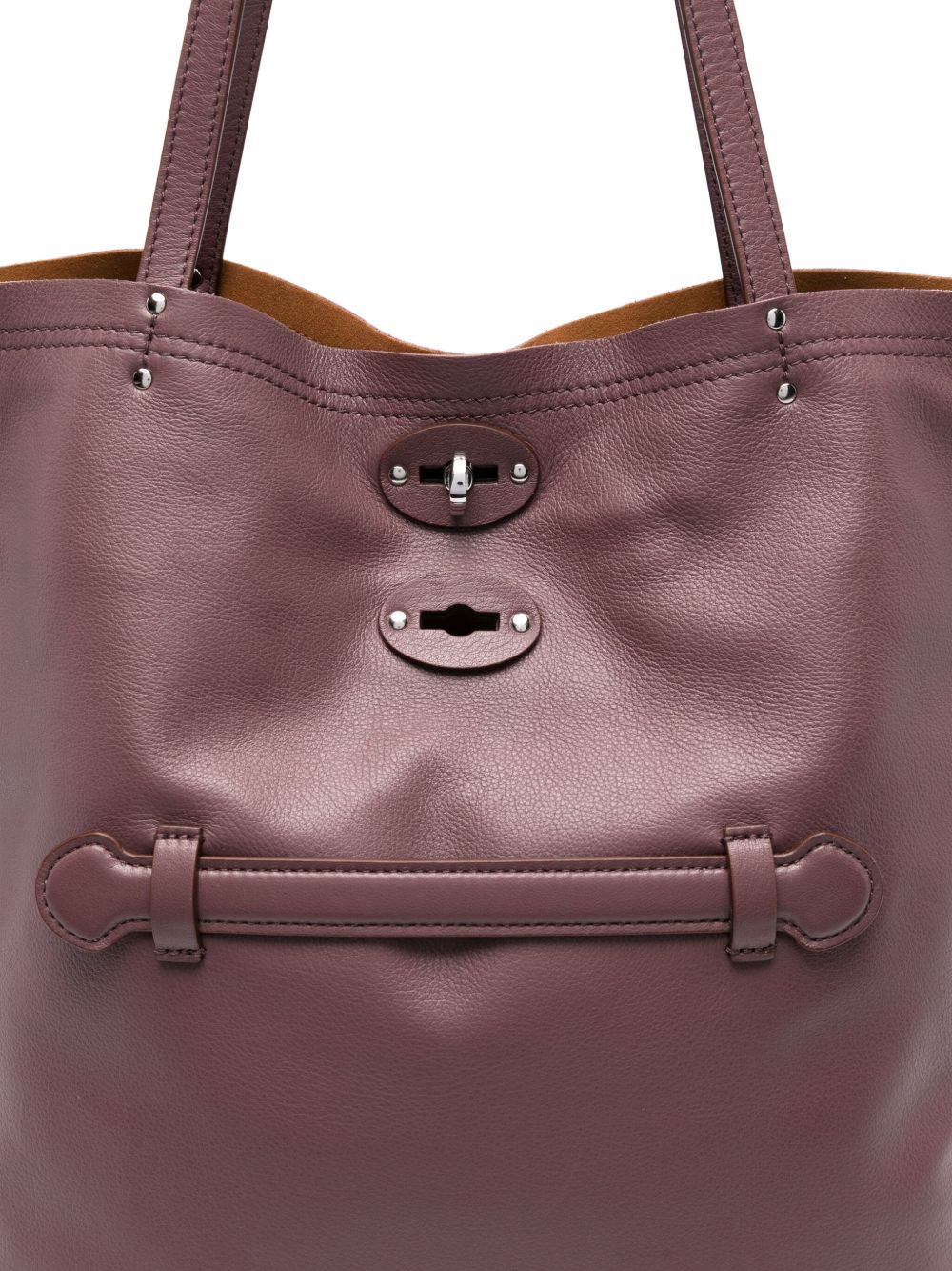 ZANELLATO Medium Leather Tote Handbag with Stud Embellishments