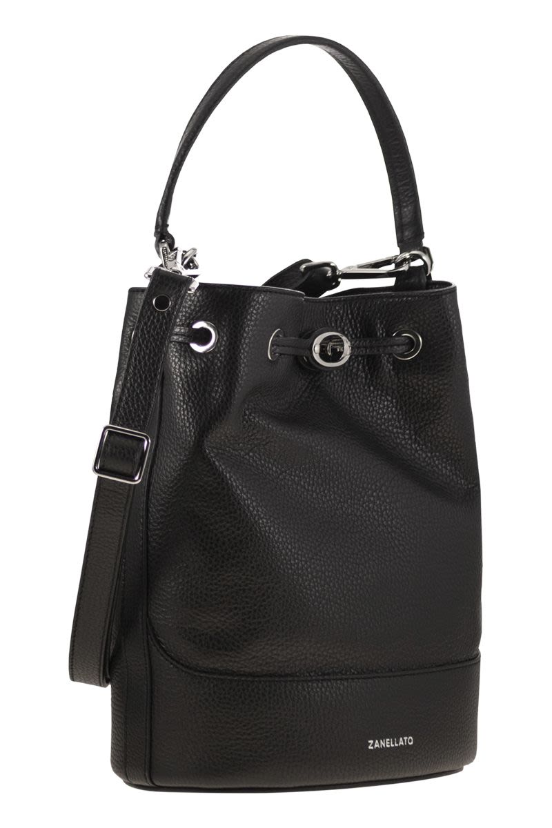 ZANELLATO Leather Bucket Handbag - W 28.5 x H 20 x D 15 CM