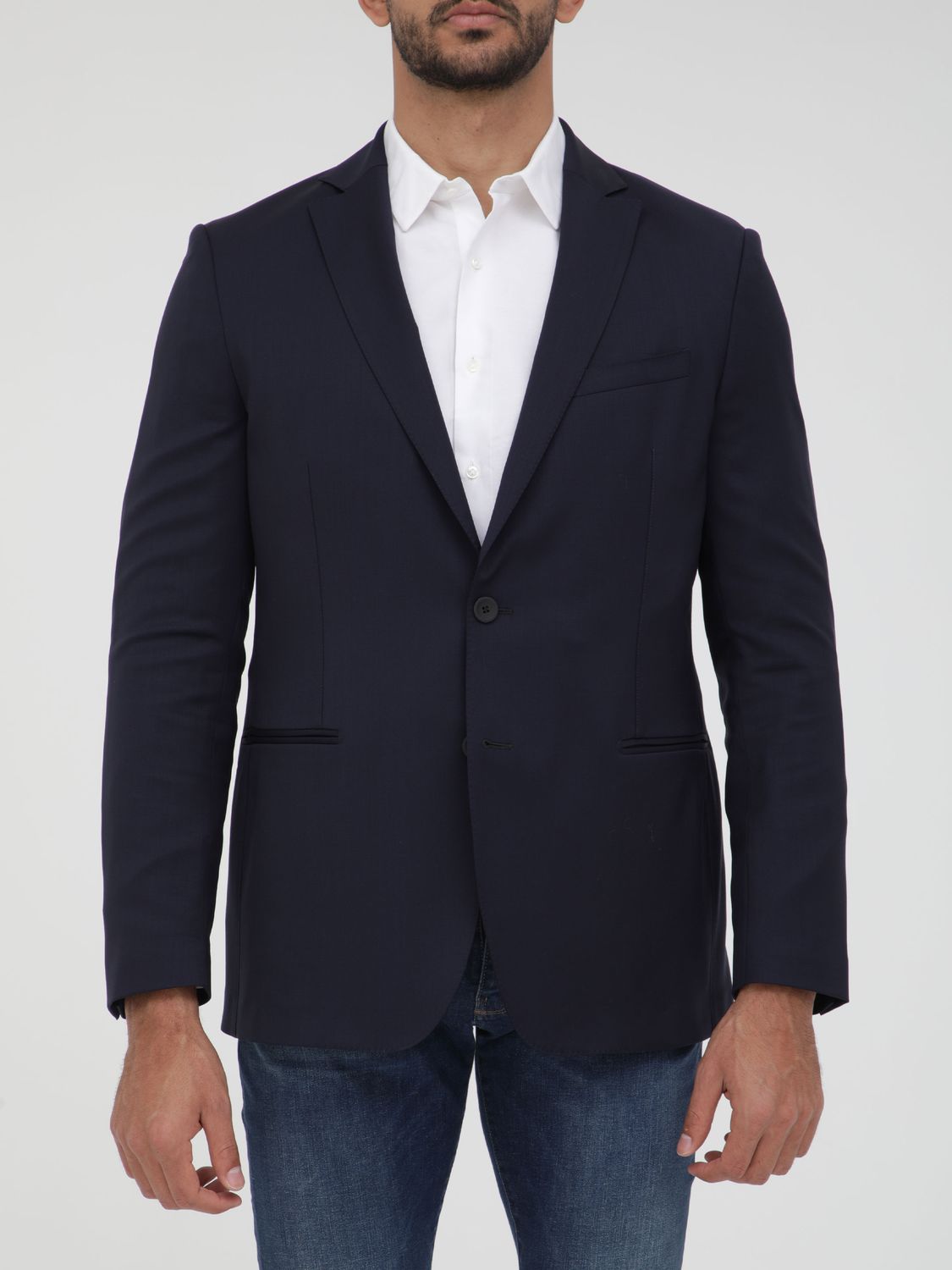 TONELLO Men's Wool Jacket with Single-Breasted Closure - Size 52