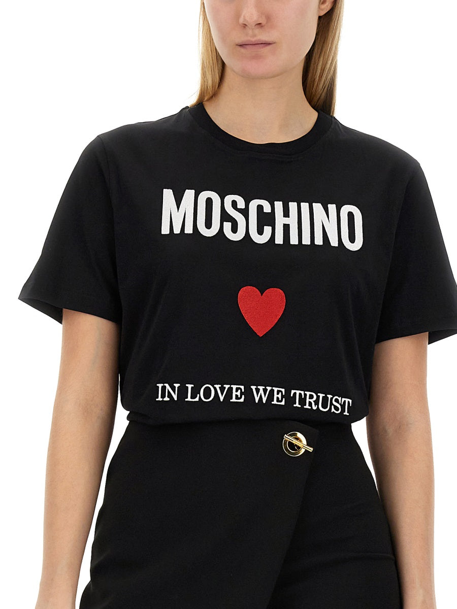 MOSCHINO COUTURE Logo Regular Fit T-Shirt - Size 40