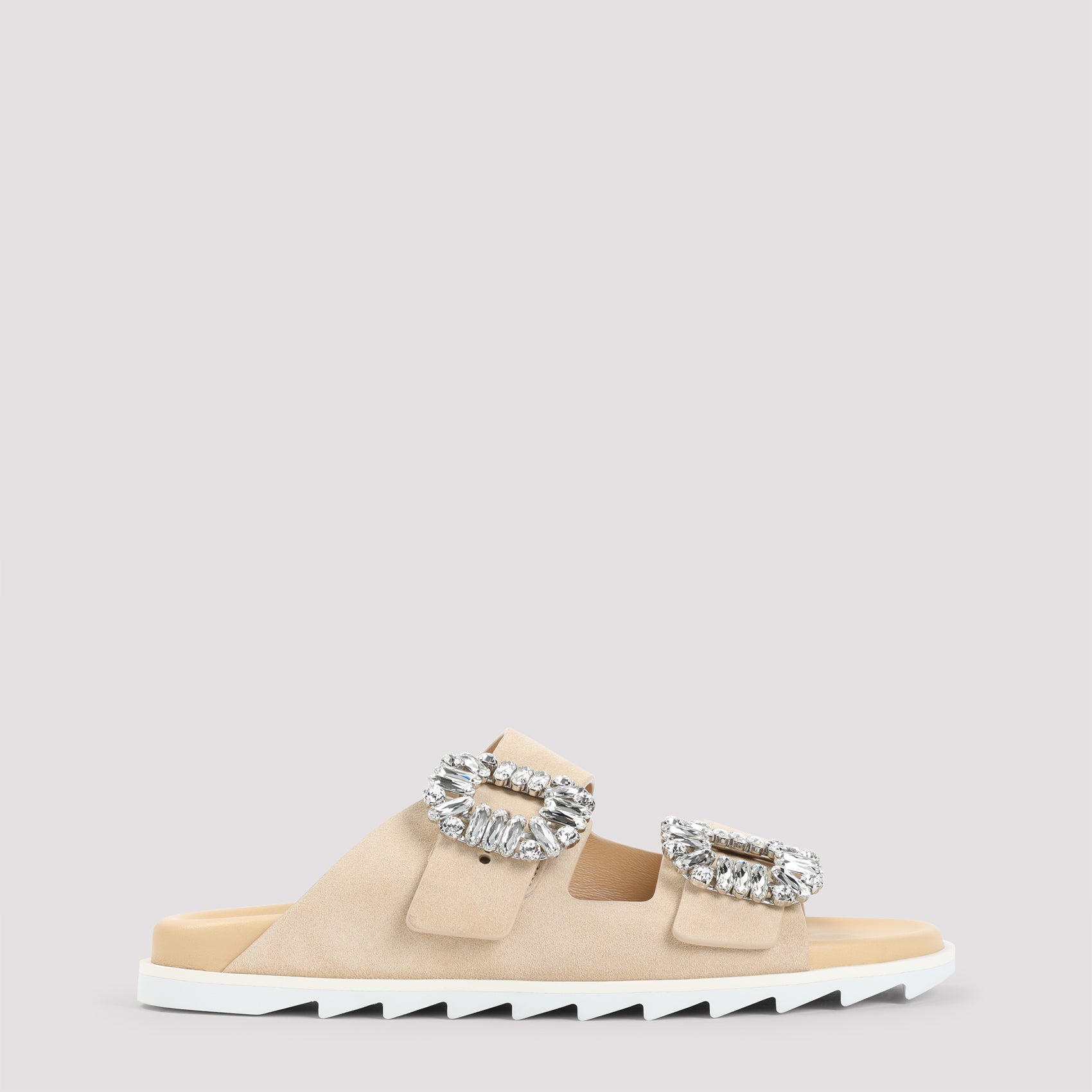 ROGER VIVIER Elegant Strass Buckle Suede Sandals for Men