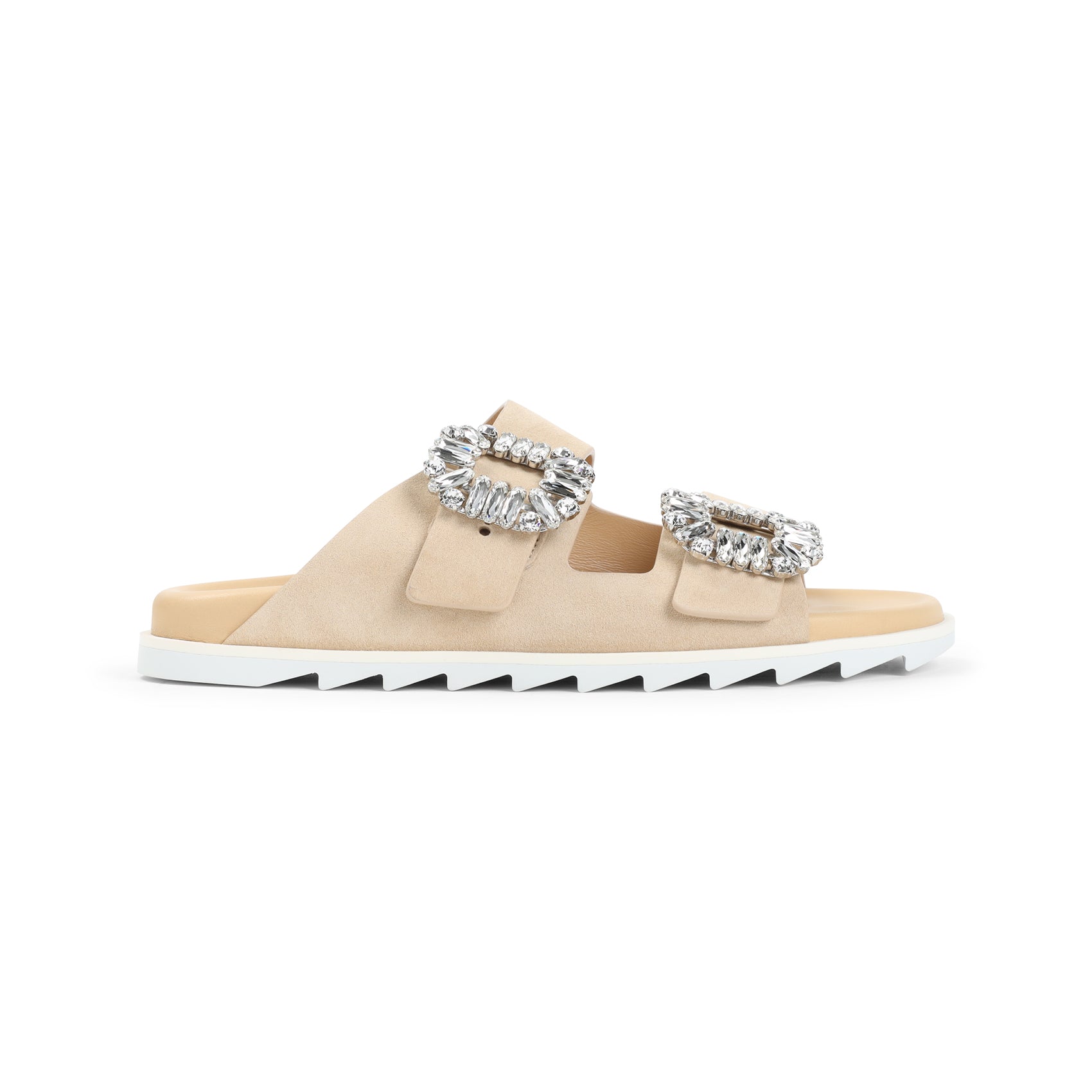 ROGER VIVIER Elegant Strass Buckle Suede Sandals for Men