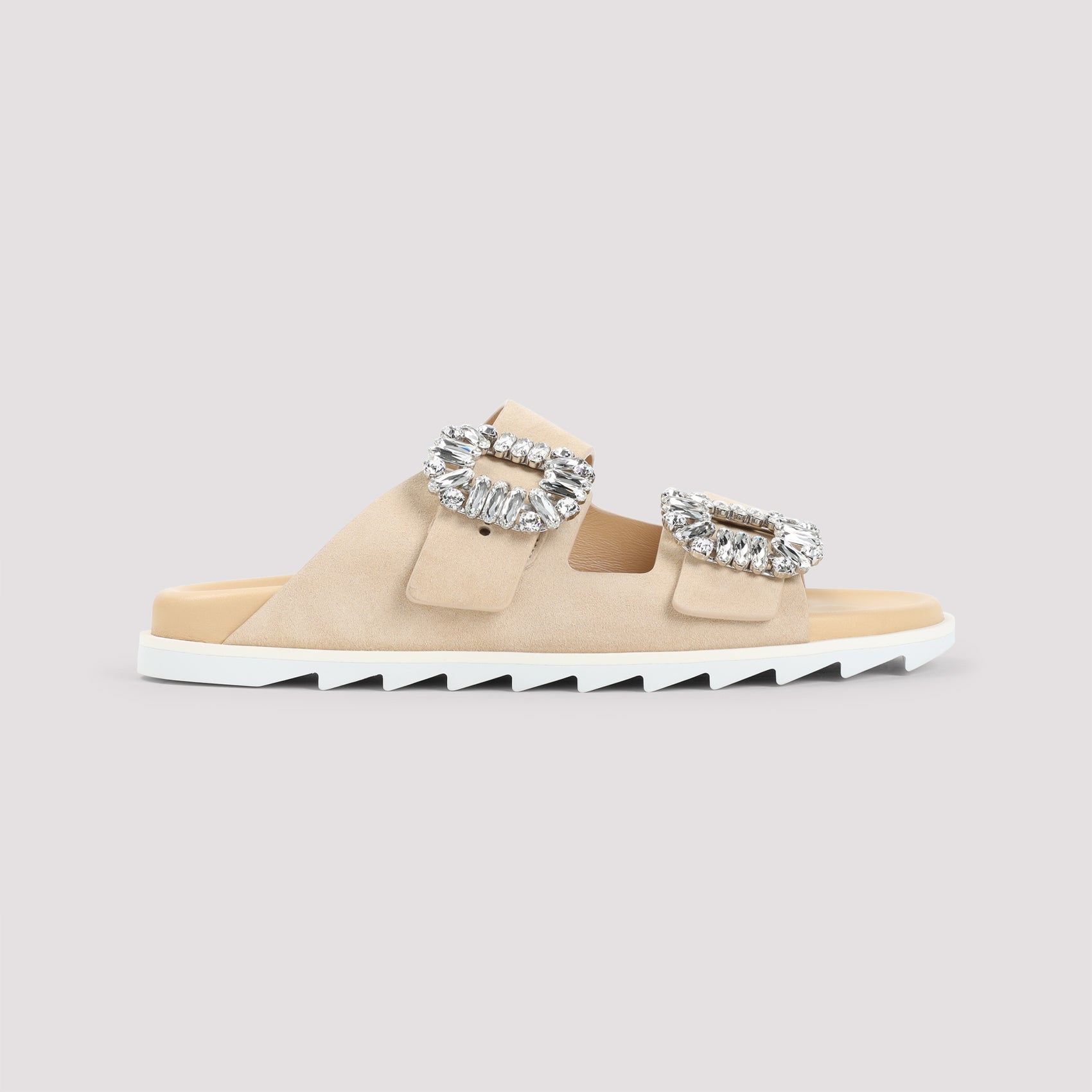 ROGER VIVIER Elegant Strass Buckle Suede Sandals for Men