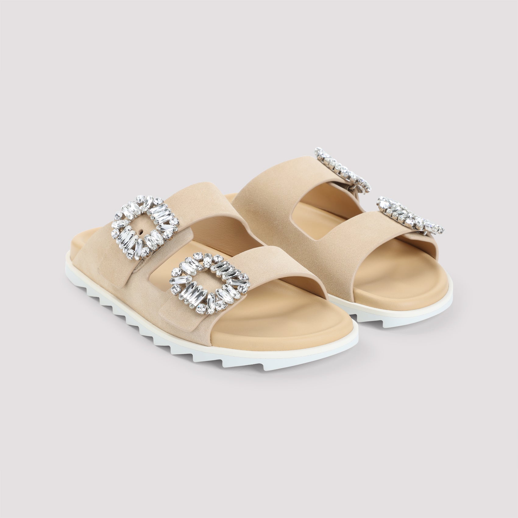 ROGER VIVIER Elegant Strass Buckle Suede Sandals for Men