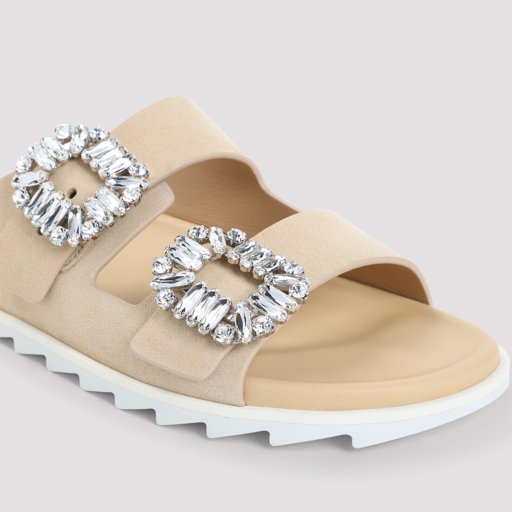 ROGER VIVIER Elegant Strass Buckle Suede Sandals for Men